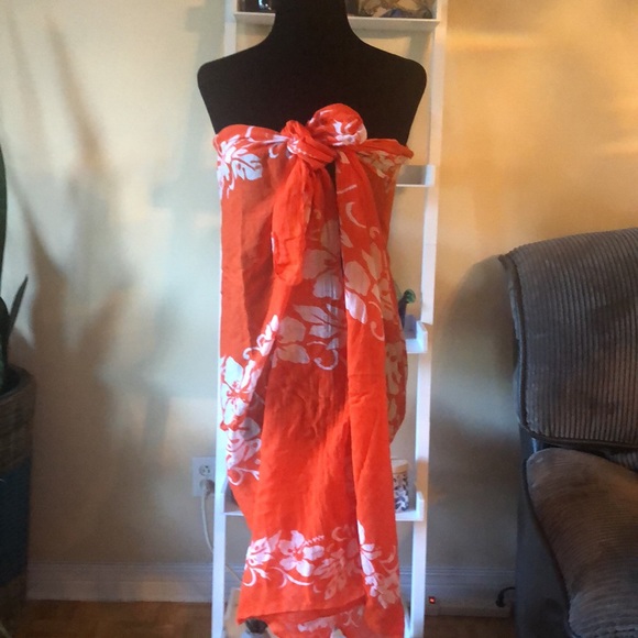 ORANGE/WHITE printed shawl/wrap - Picture 4 of 6